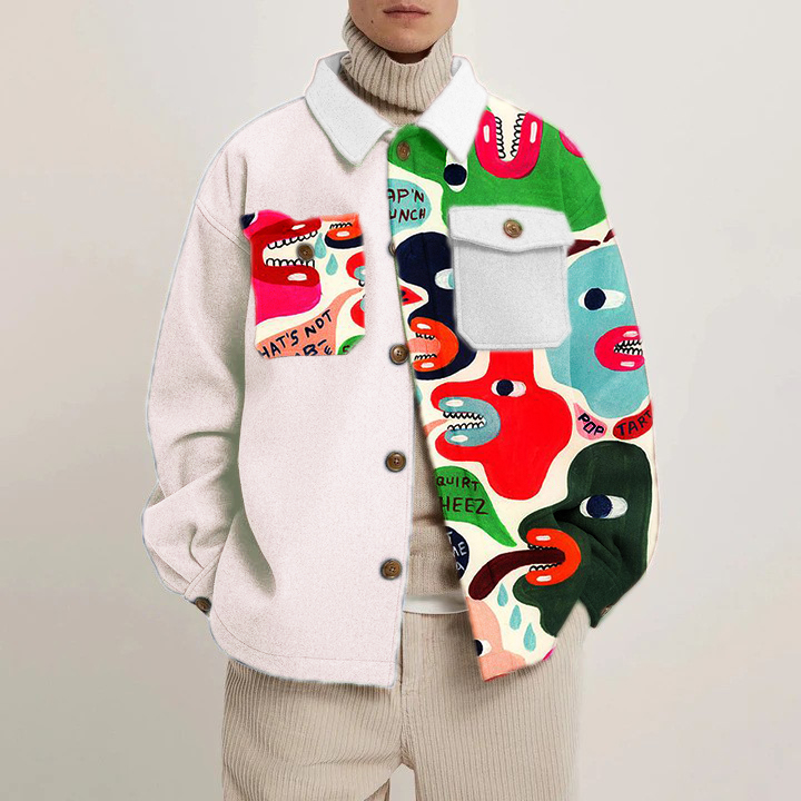 Colorful Monster Print Shirt Thin Jacket