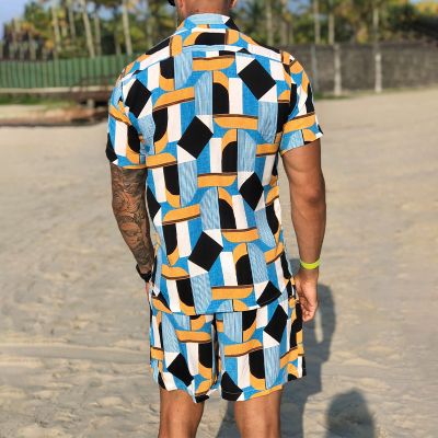 Vibrant Geometry Beach Shirt Set