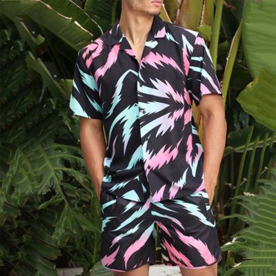 Colorful Zebra Beach Shirt Set