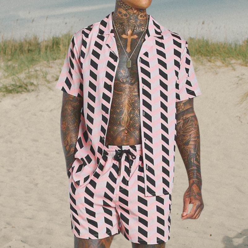 Geometric Print Shirt Vacation Set