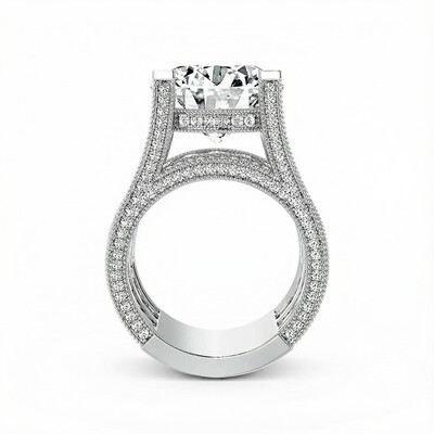 Round Brilliant Cut S925 Sterling Silver Engagement Ring