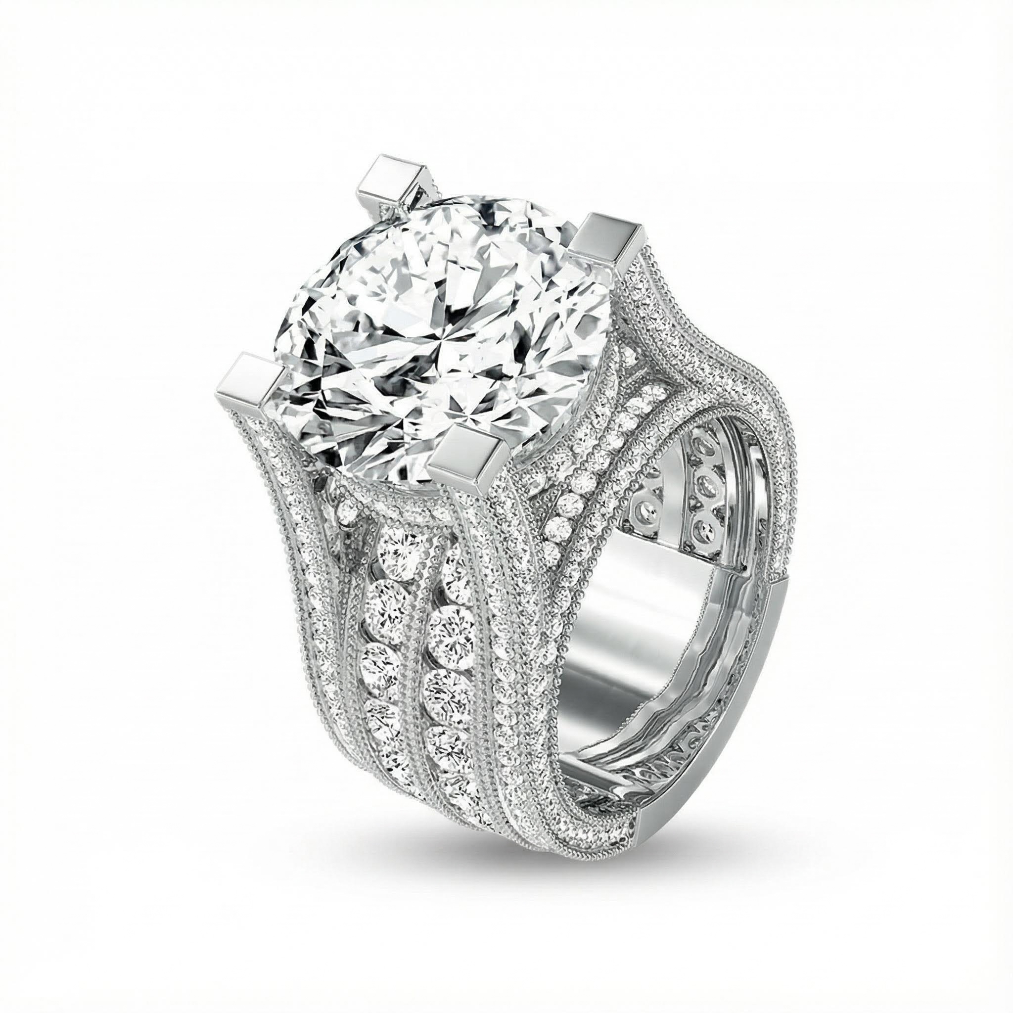 Round Brilliant Cut S925 Sterling Silver Engagement Ring Round Brilliant Cut S925 Sterling Silver Engagement Ring