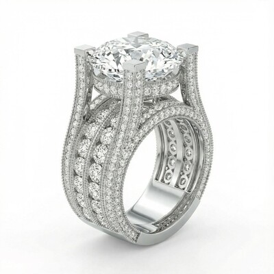 Round Brilliant Cut S925 Sterling Silver Engagement Ring