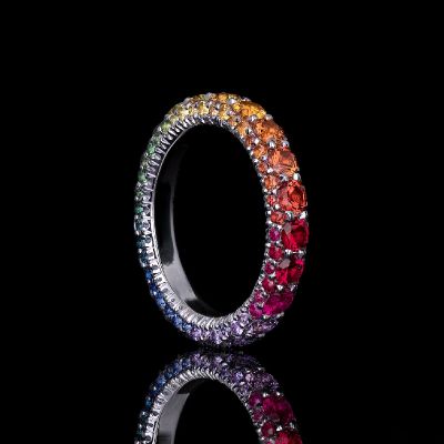 Micro Paved Rainbow Eternity Band