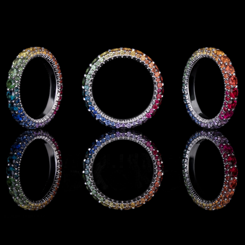 Micro Paved Rainbow Eternity Band