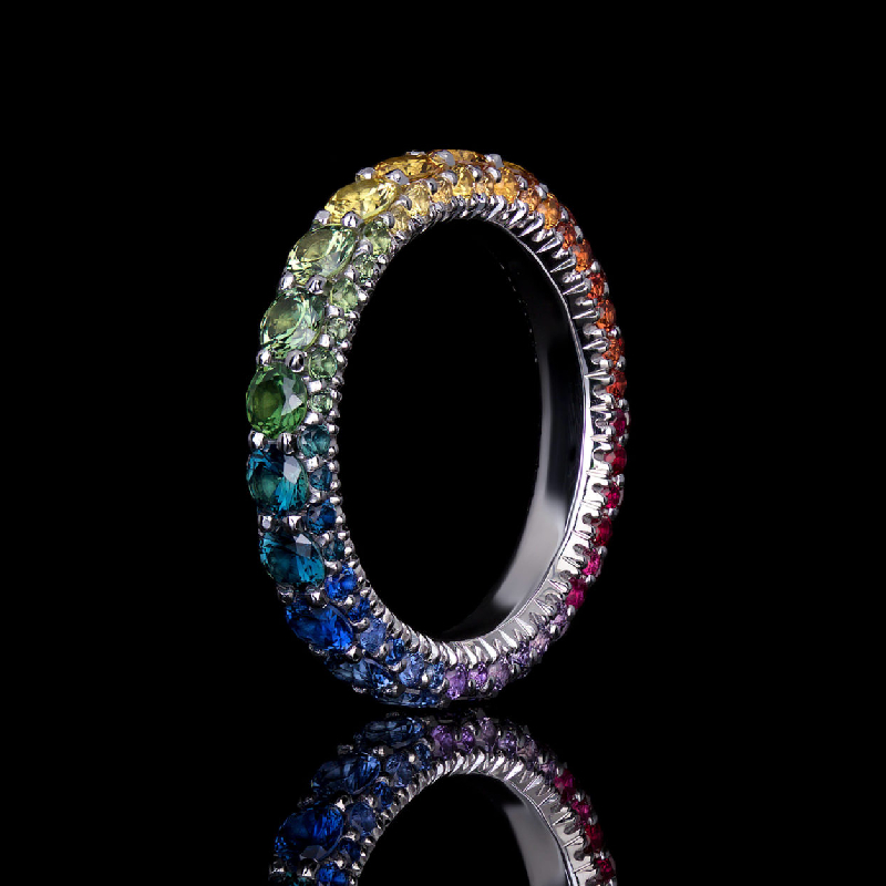 Micro Paved Rainbow Eternity Band