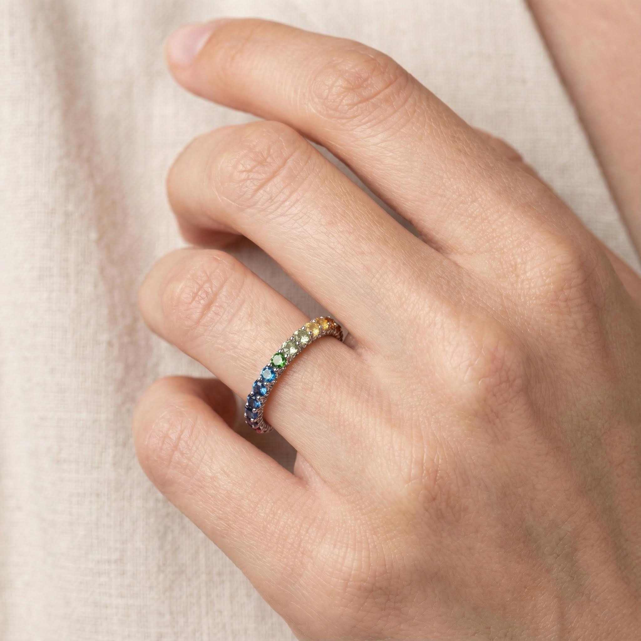 Micro Paved Rainbow Eternity Band Micro Paved Rainbow Eternity Band