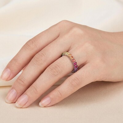 Micro Paved Rainbow Eternity Band