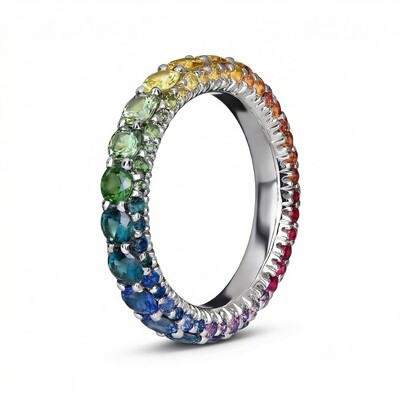 Micro Paved Rainbow Eternity Band