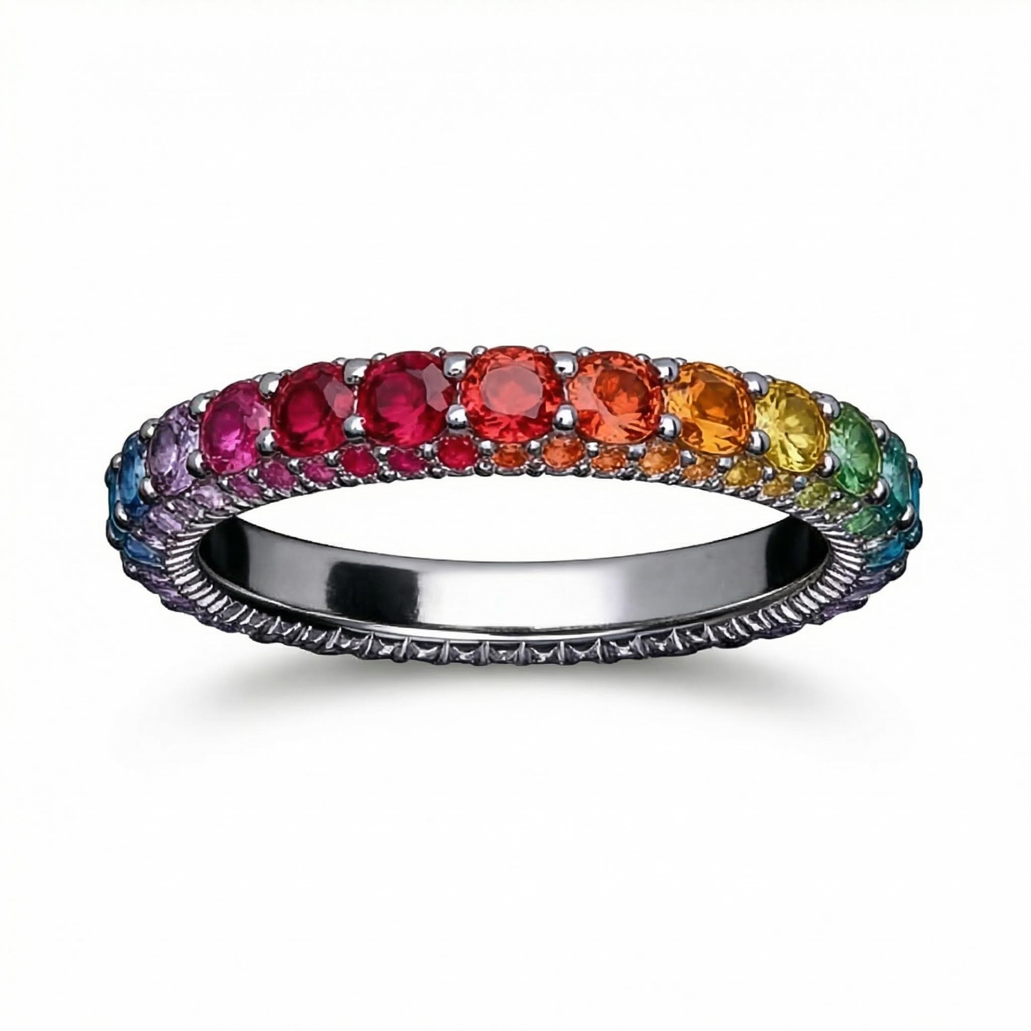 Micro Paved Rainbow Eternity Band