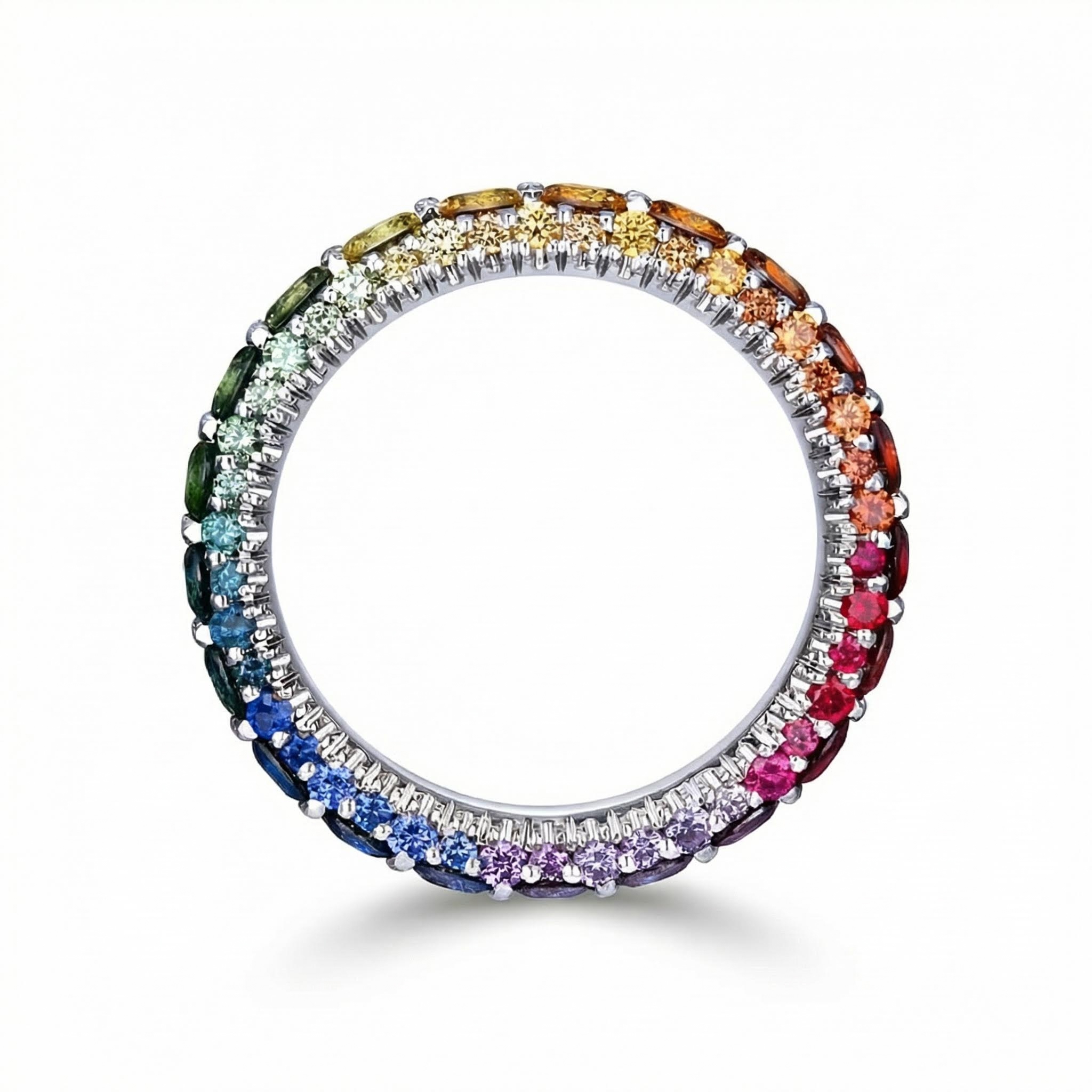 Micro Paved Rainbow Eternity Band