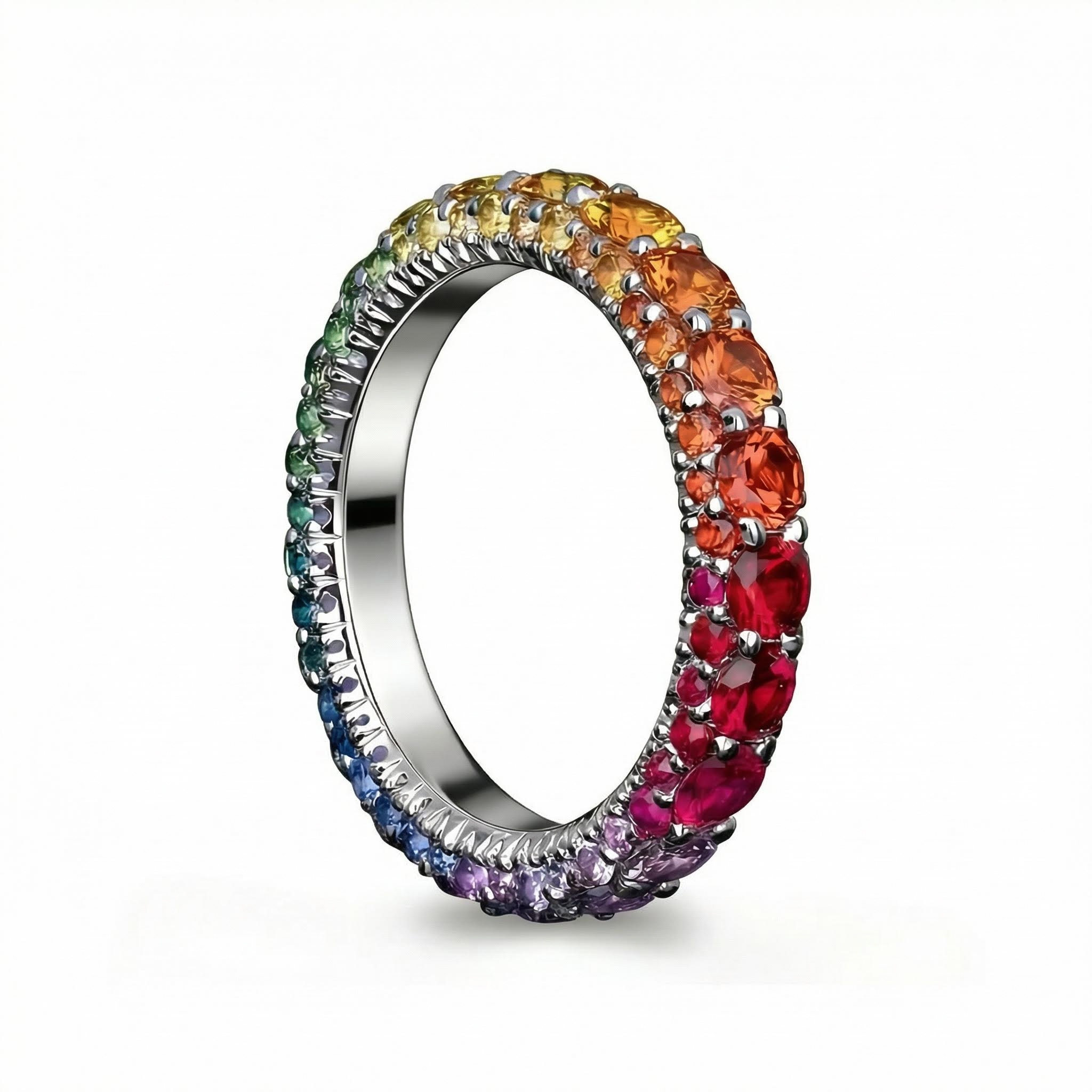 Micro Paved Rainbow Eternity Band