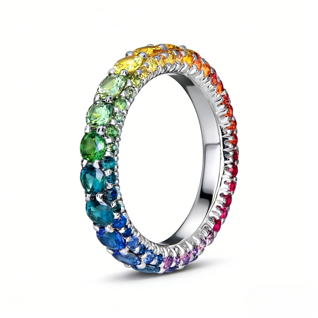 Micro Paved Rainbow Eternity Band Micro Paved Rainbow Eternity Band