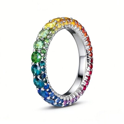 Micro Paved Rainbow Eternity Band