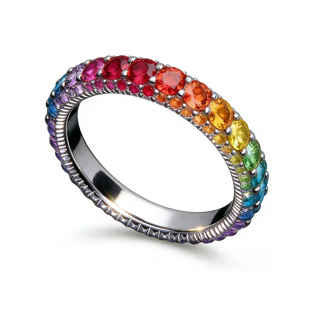 Micro Paved Rainbow Eternity Band Micro Paved Rainbow Eternity Band