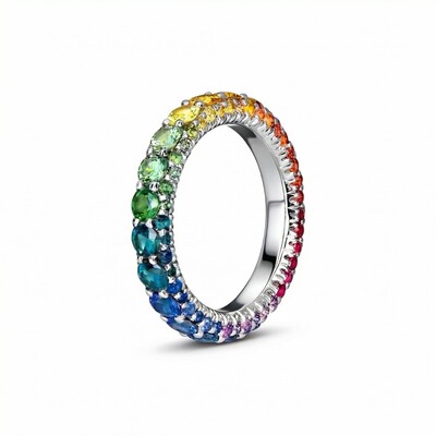 Micro Paved Rainbow Eternity Band