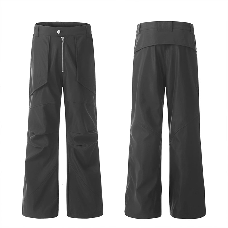 Functional Workwear Zipper Press Pleat Casual Pants