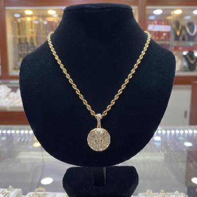 Elephant Disc Pendant with Coffee Bean Chain Set