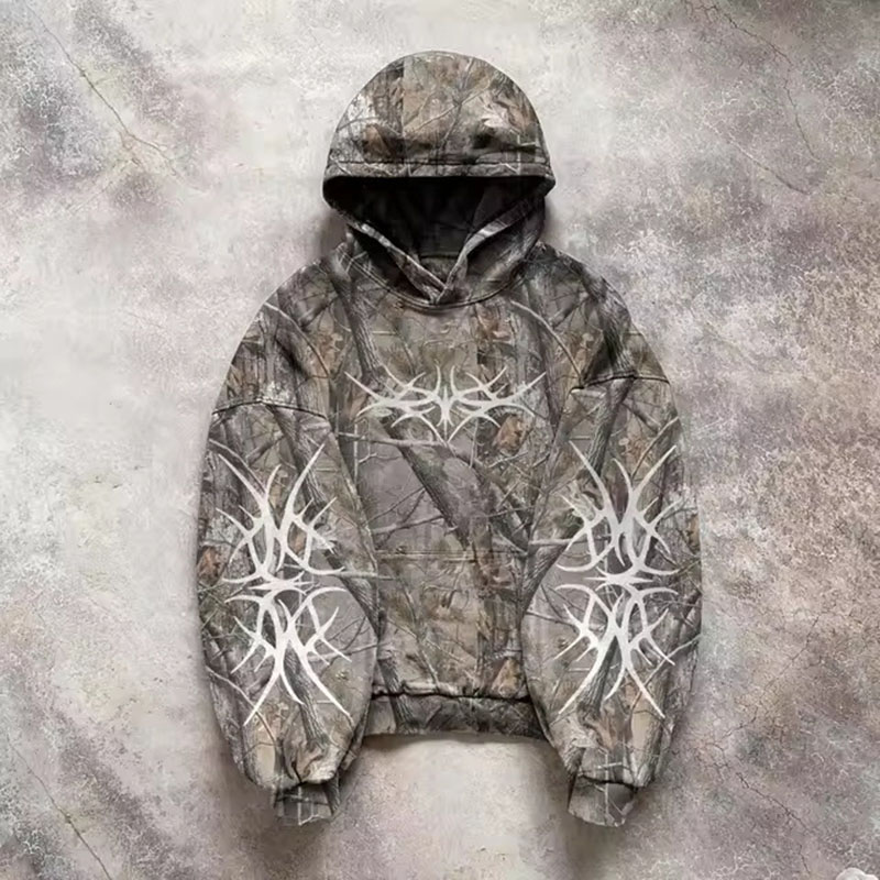 Gothic Camouflage Print Hoodie