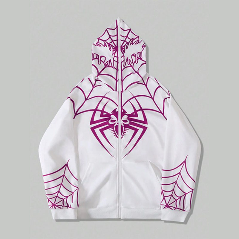 Spider Print Full Zip Hoodie