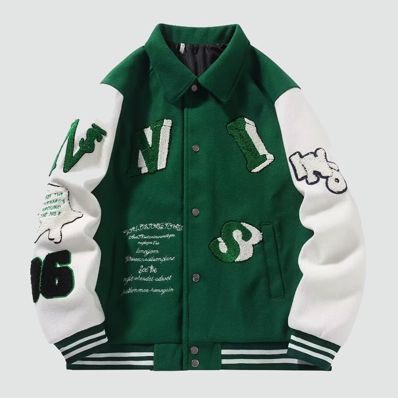 Vintage Towel Patchwork Baseball Jacket