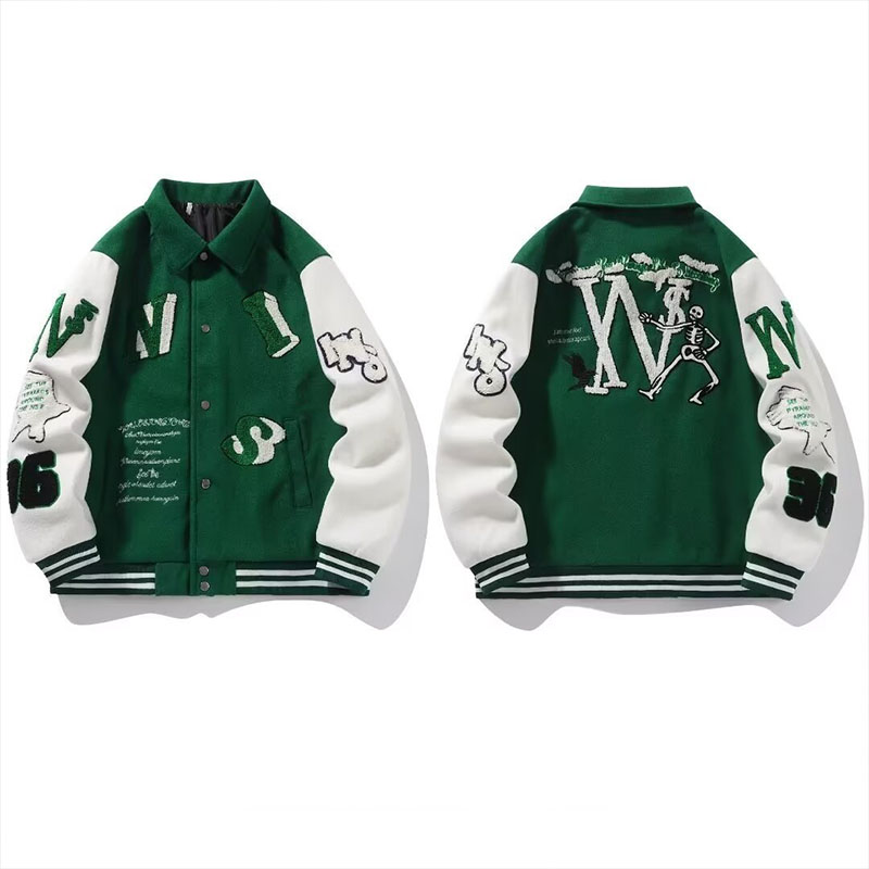 Vintage Towel Patchwork Baseball Jacket