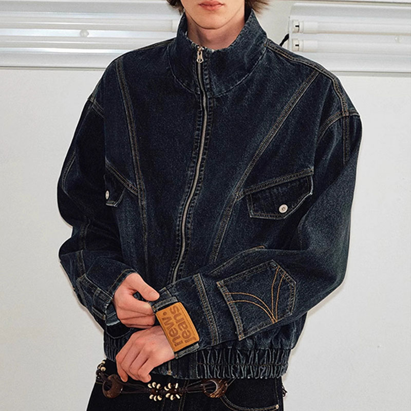 Deconstructed Split Collar Denim Jacket