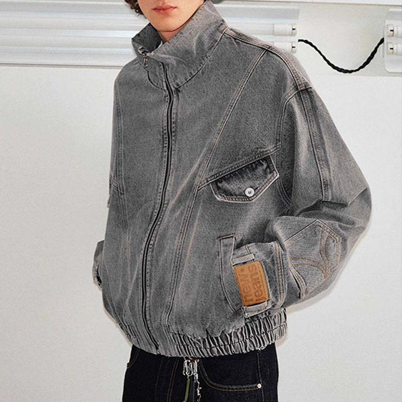 Deconstructed Split Collar Denim Jacket