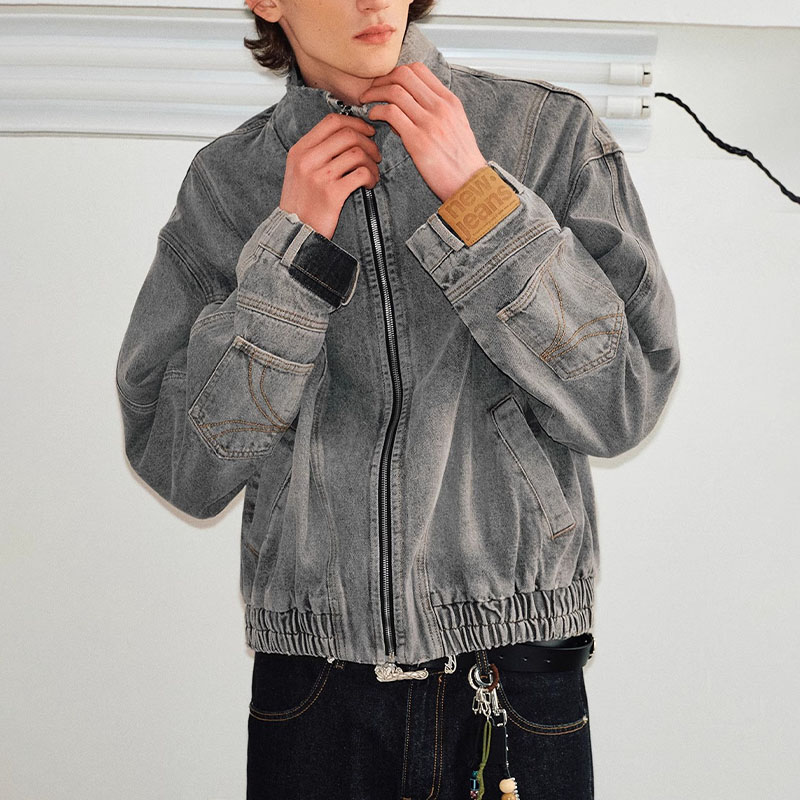 Deconstructed Split Collar Denim Jacket