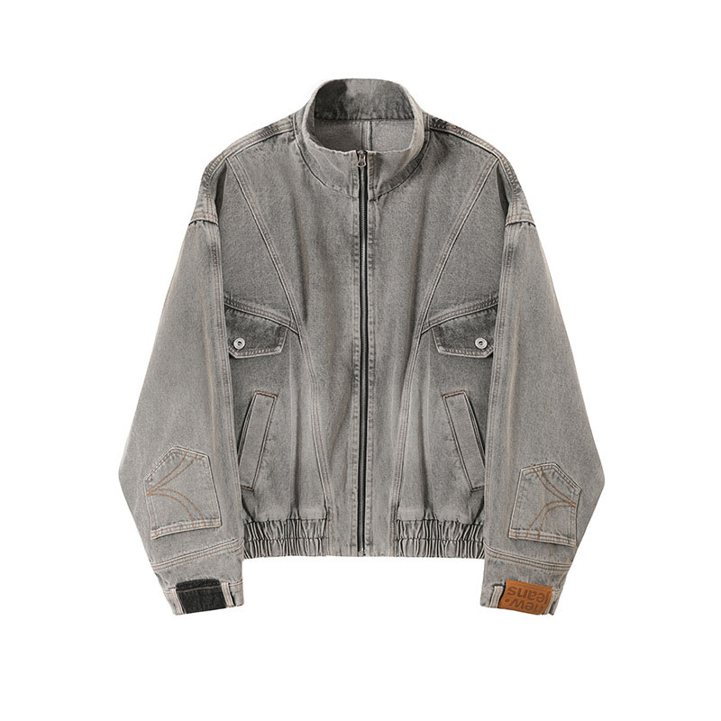 Deconstructed Split Collar Denim Jacket