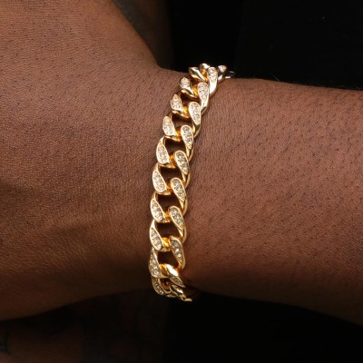 Iced 10mm Tear Drop Miami Cuban Bracelet in Gold