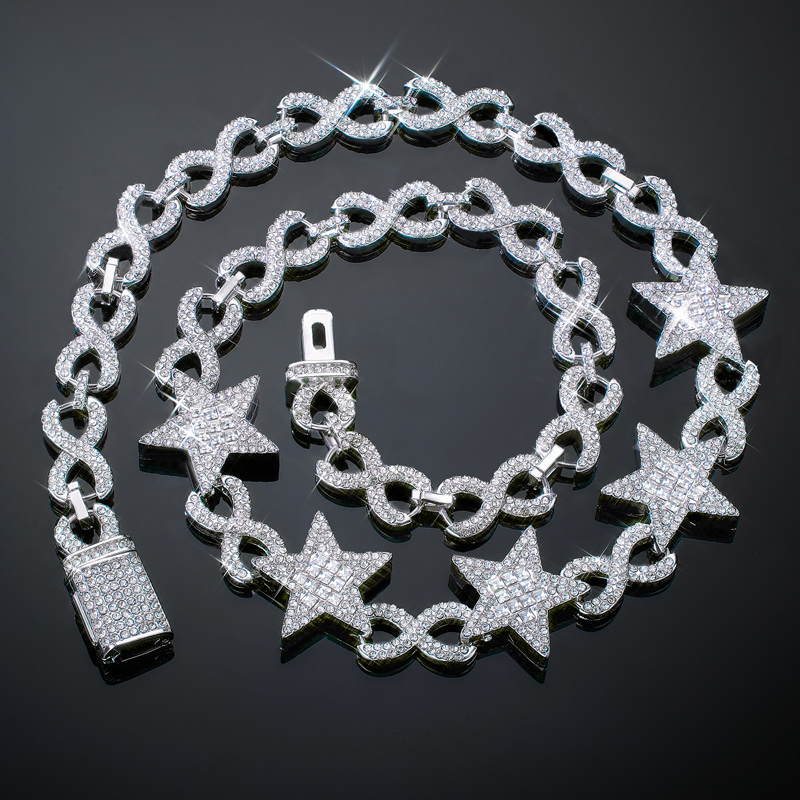 Iced Out Stars Infinity Link Chain Iced Out Stars Infinity Link Chain