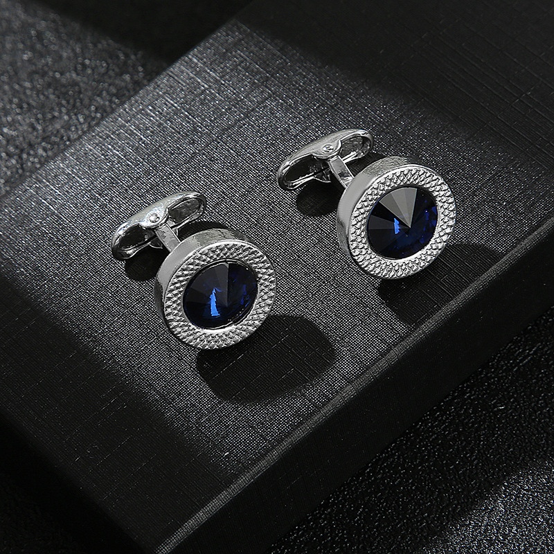 Round Sapphire/Black Stone Cufflinks