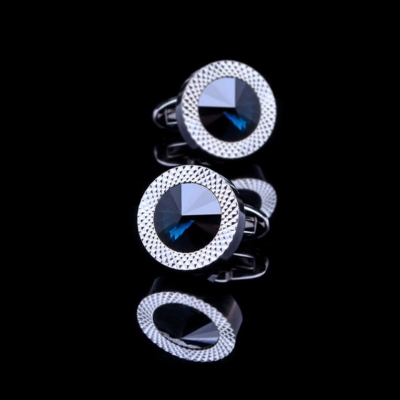 Round Sapphire/Black Stone Cufflinks