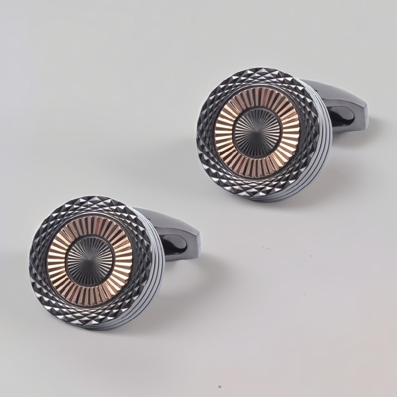 Stylish Round Two-tone Threaded Cufflinks