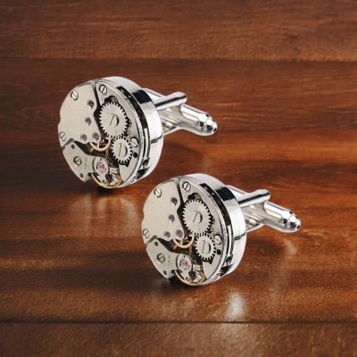 Men's Watch Movement Gears and Wheels Cufflinks