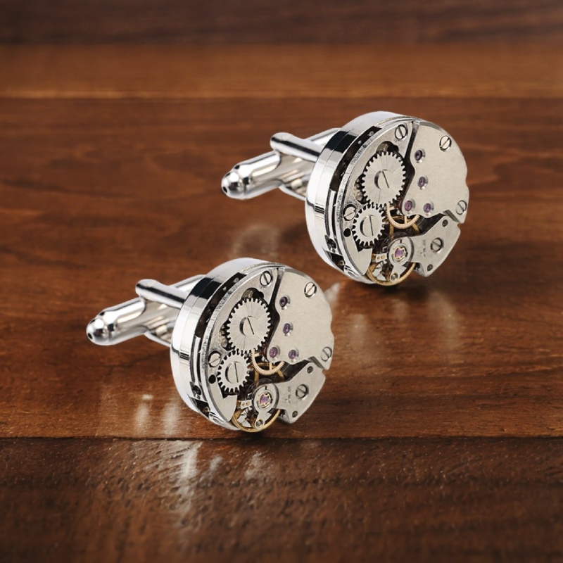 Men's Watch Movement Gears and Wheels Cufflinks