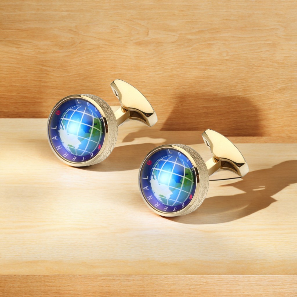 Men's Rotating Globe Shirt Cufflinks