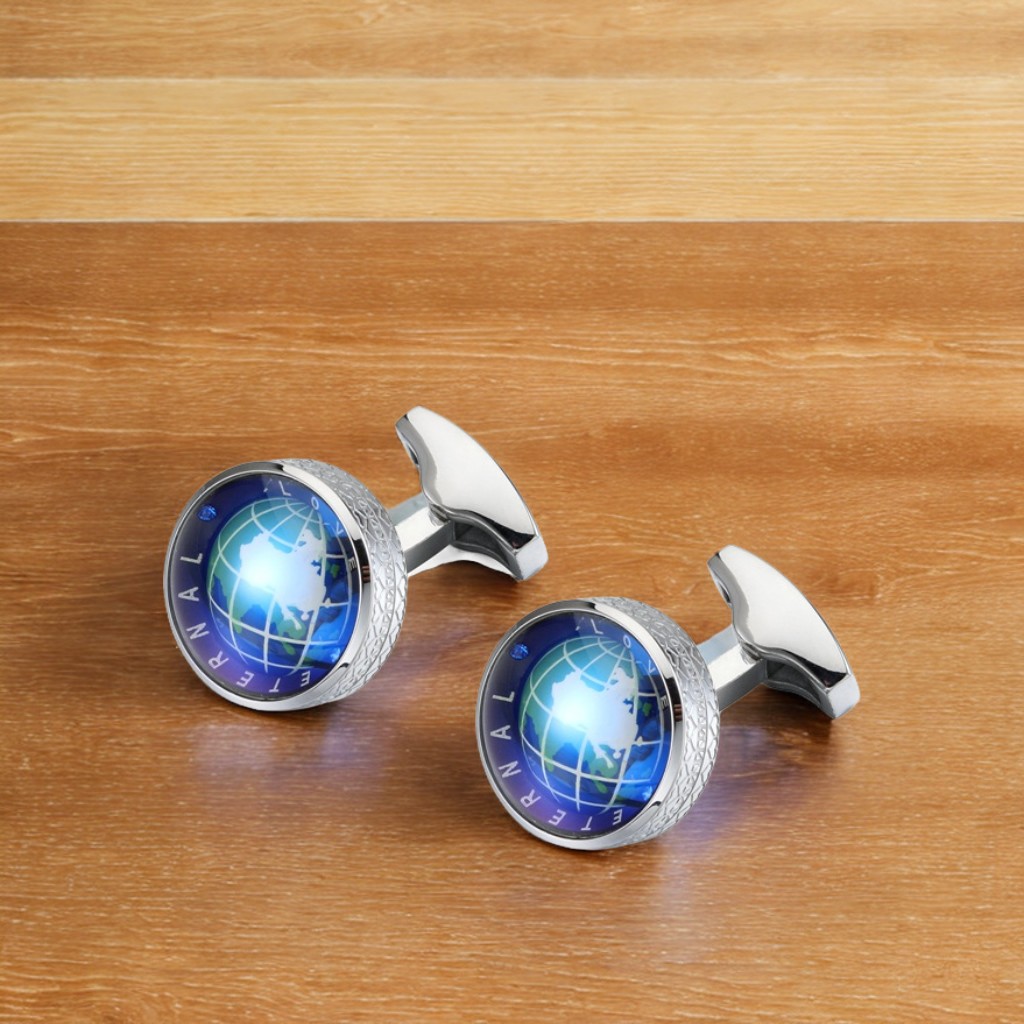 Men's Rotating Globe Shirt Cufflinks