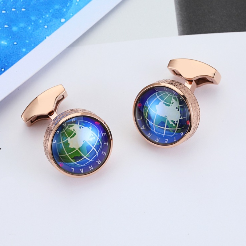 Men's Rotating Globe Shirt Cufflinks