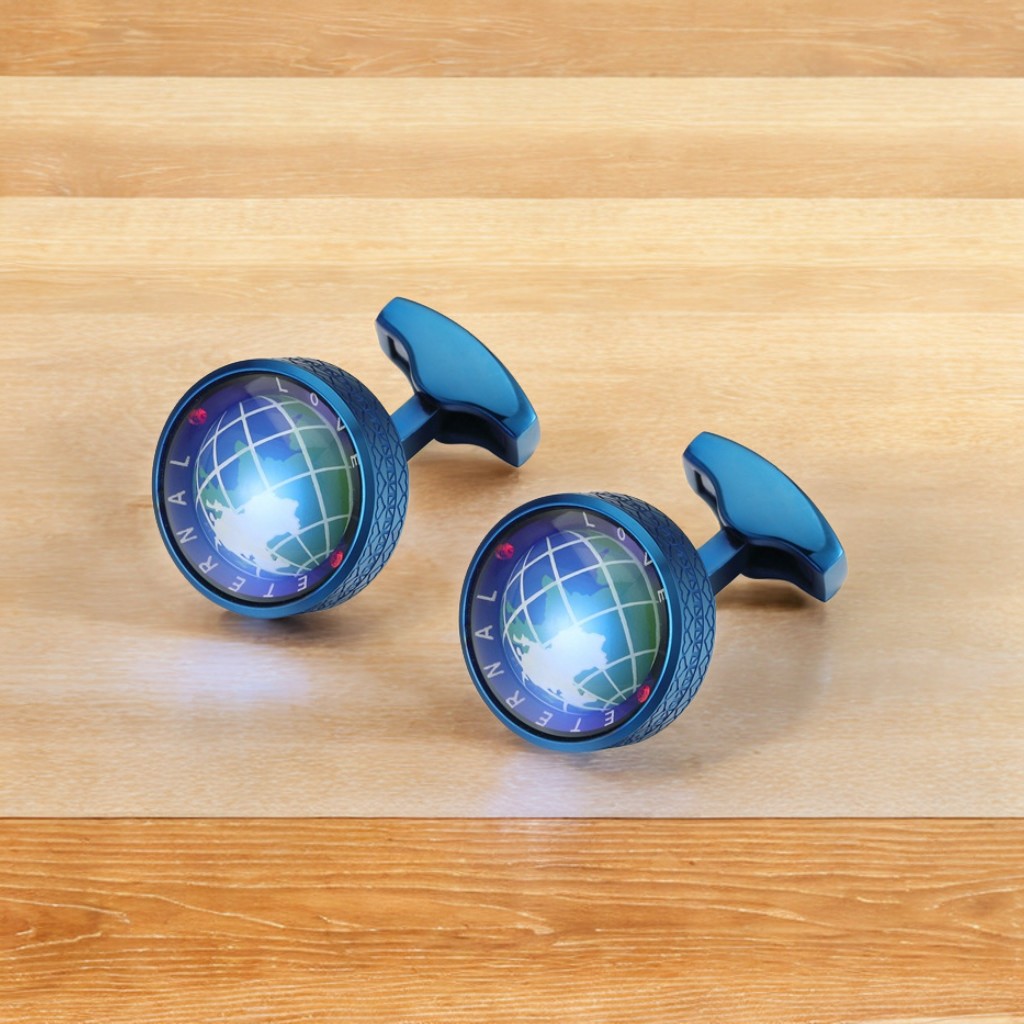 Men's Rotating Globe Shirt Cufflinks