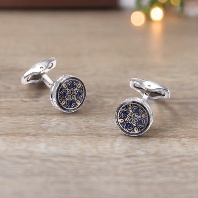 Elegant Blue French Pattern Cufflinks