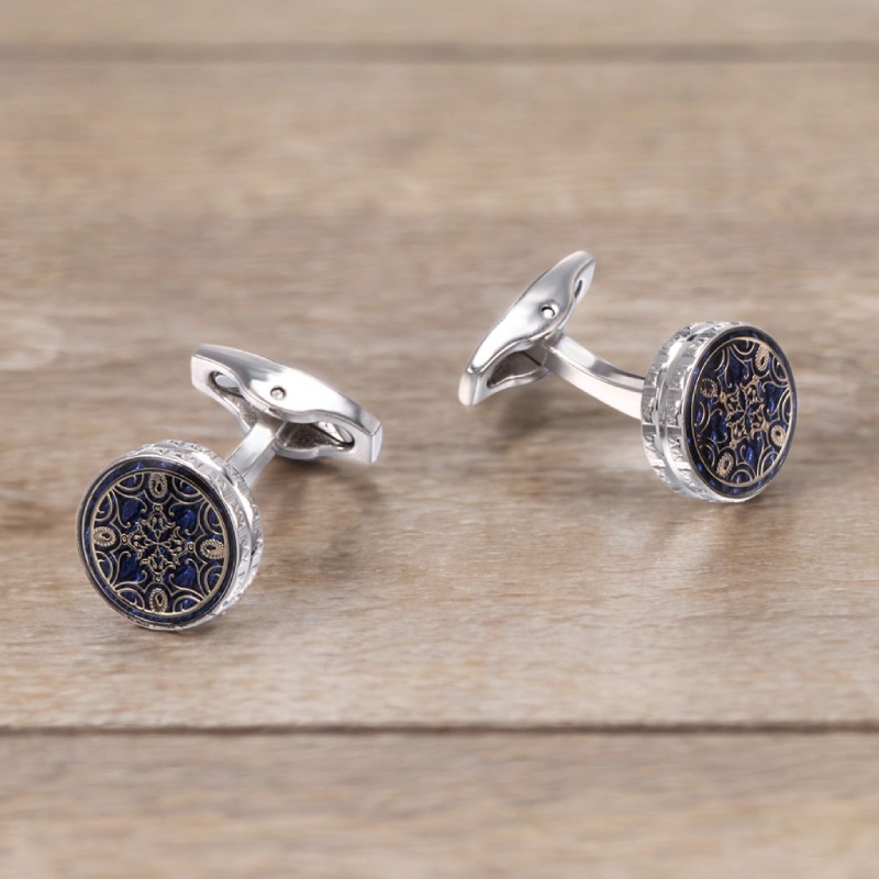 Elegant Blue French Pattern Cufflinks