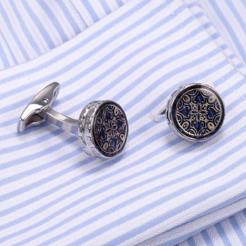 Elegant Blue French Pattern Cufflinks