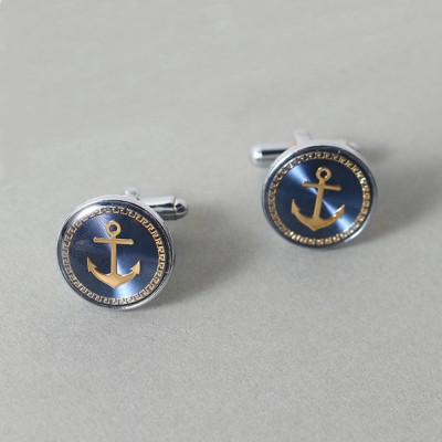 Men's Classic Enamel Anchor Cufflinks