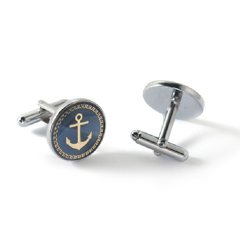 Men's Classic Enamel Anchor Cufflinks