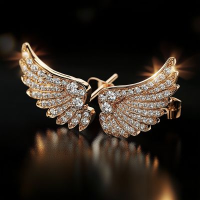 Iced Angle Wings Stud Earrings