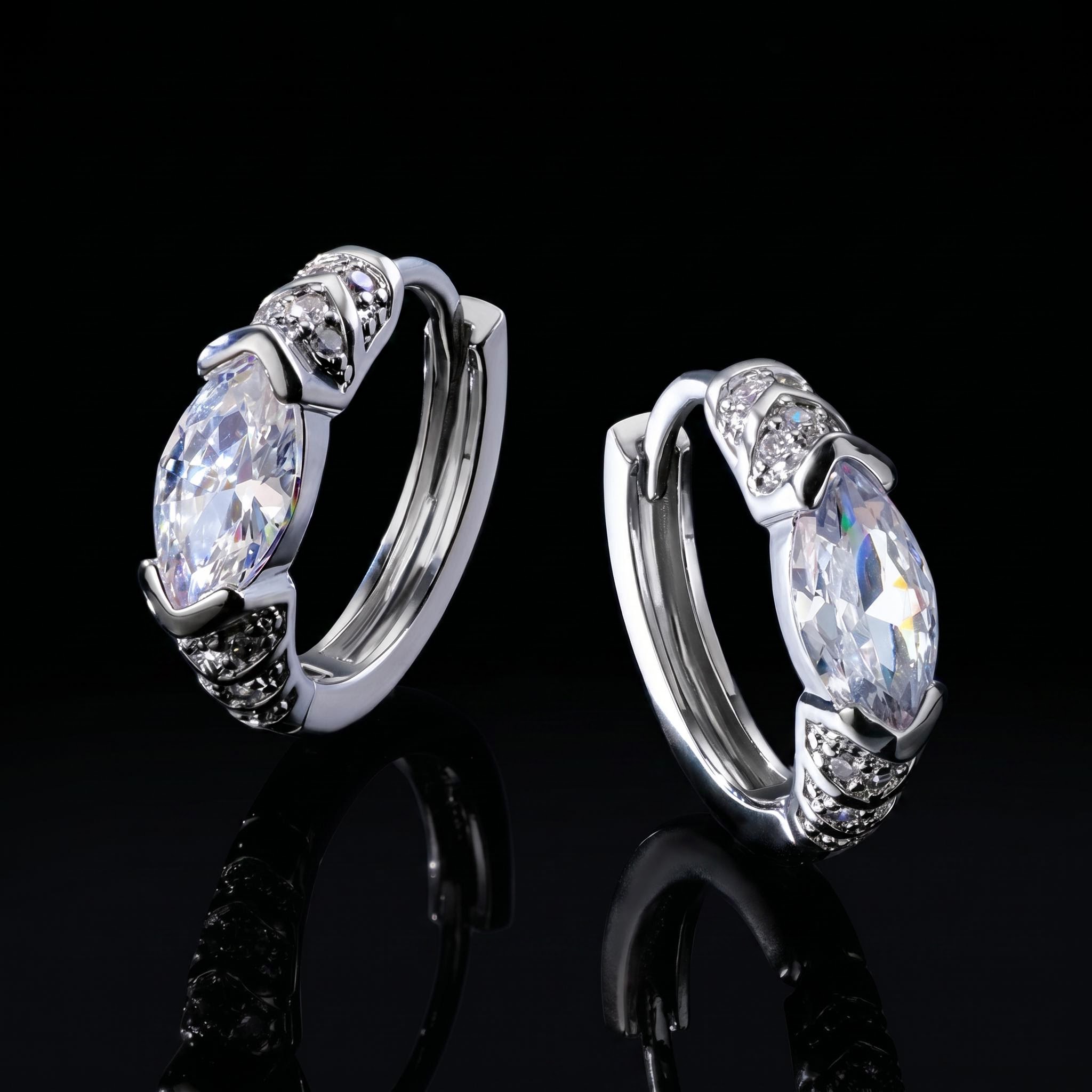 Iced Out 1CTW Marquise Cut Hoop Earrings