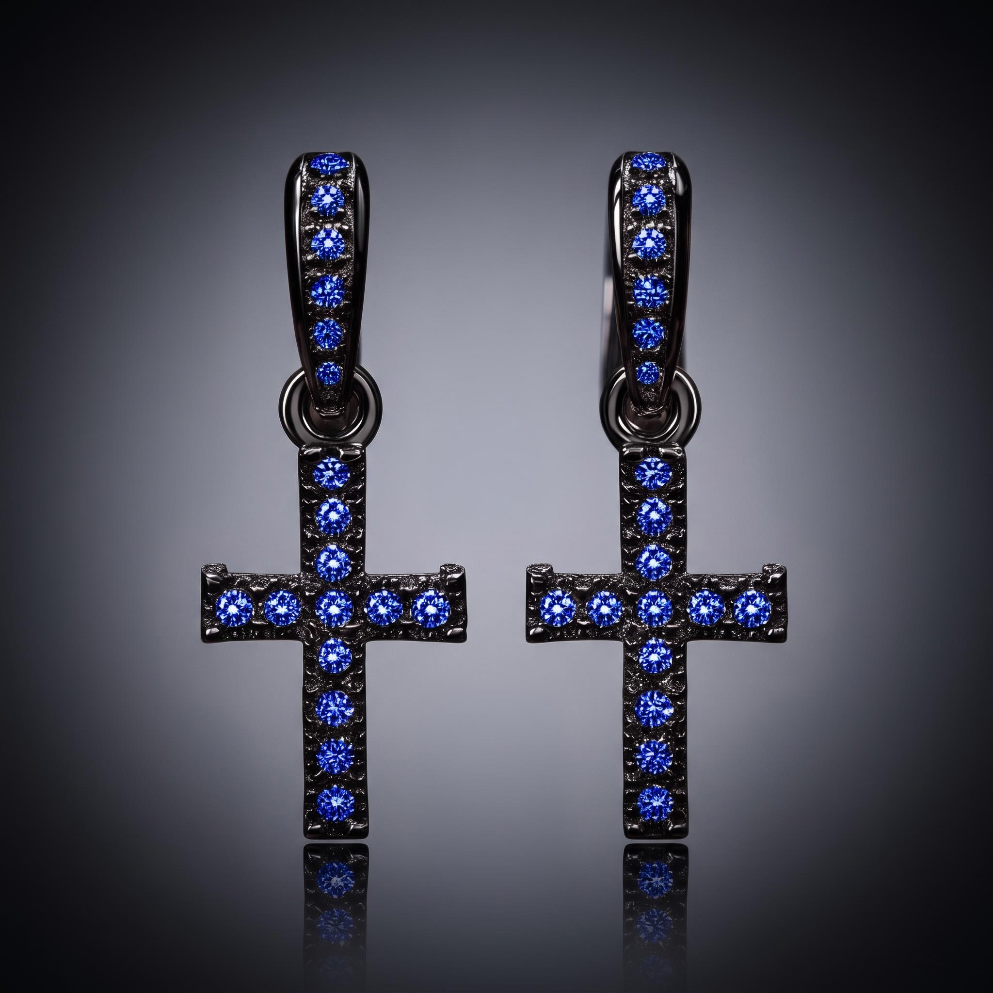 Diamond Cross Drop Earrings Diamond Cross Drop Earrings