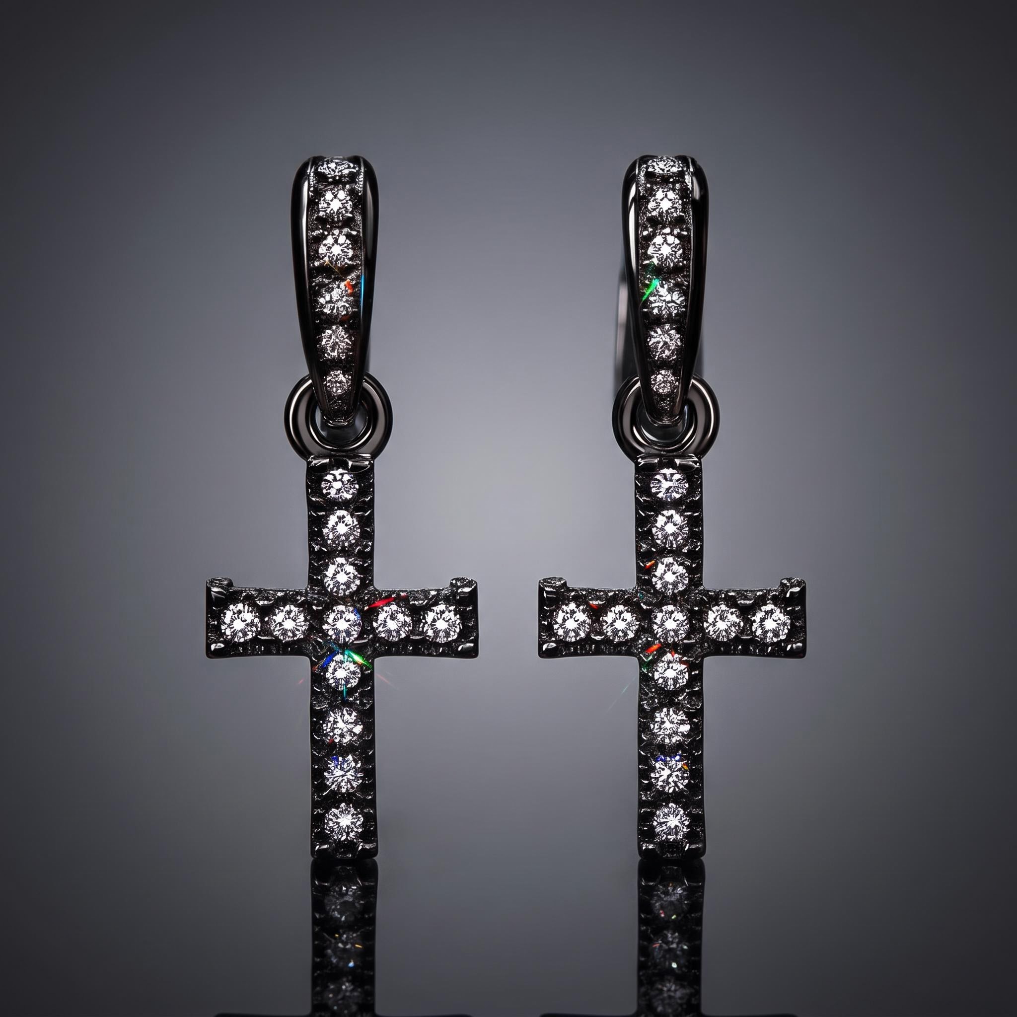 Diamond Cross Drop Earrings Diamond Cross Drop Earrings